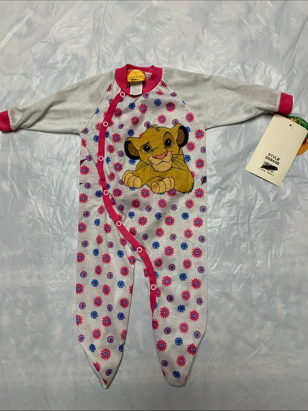 Vintage 90s Disney Lion King Footed Pajamas Simba Deadstock NWT Sz L 19-26 Pnd
